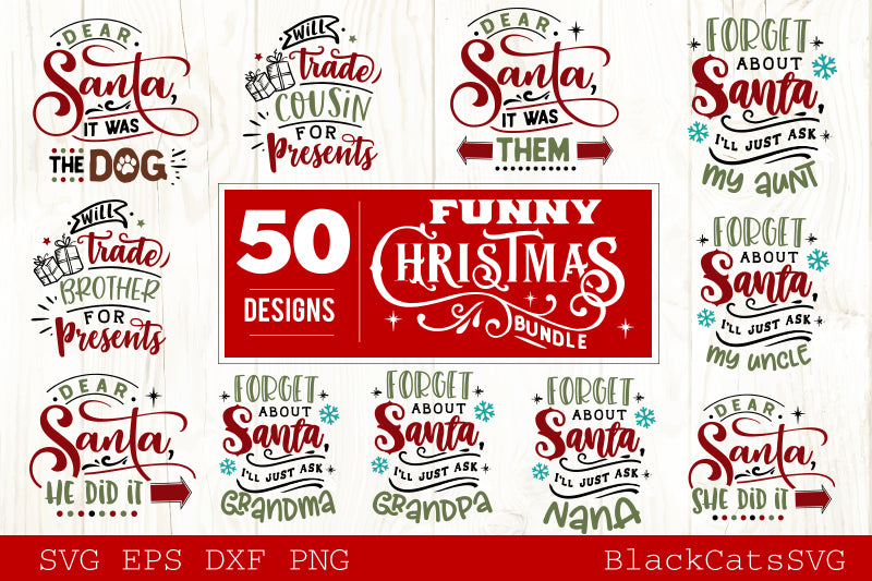 Funny Christmas bundle 50 SVG file Cutting File Clipart in Svg, Eps, Dxf, Png for Cricut & Silhouette