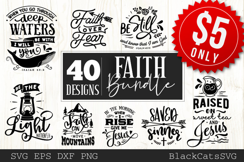 Faith Bundle 40 SVG files Cutting File Clipart in Svg, Eps, Dxf, Png for Cricut & Silhouette