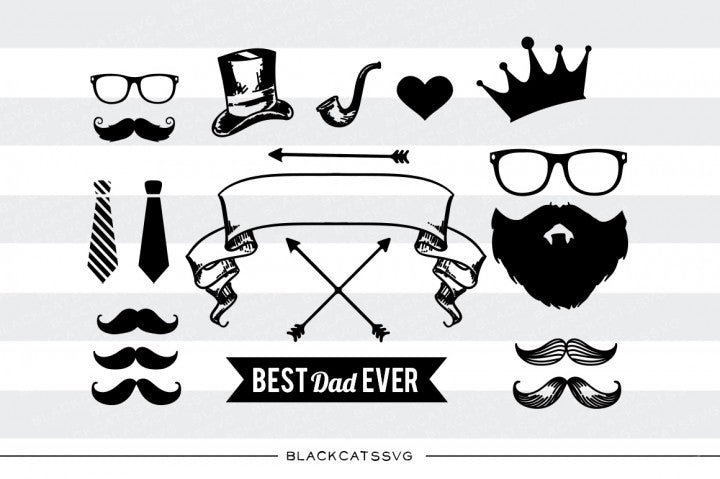 Father's day set of elements SVG file Cutting File Clipart in Svg, Eps, Dxf, Png for Cricut & Silhouette