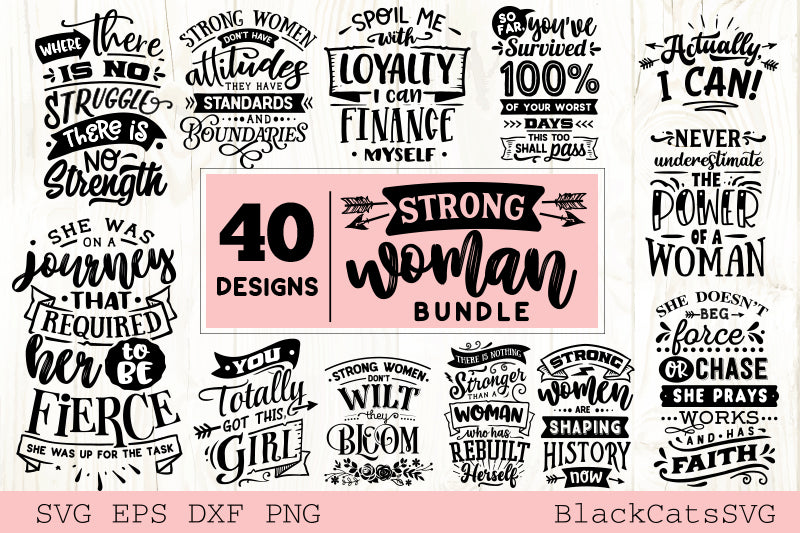 Strong woman SVG bundle 40 designs