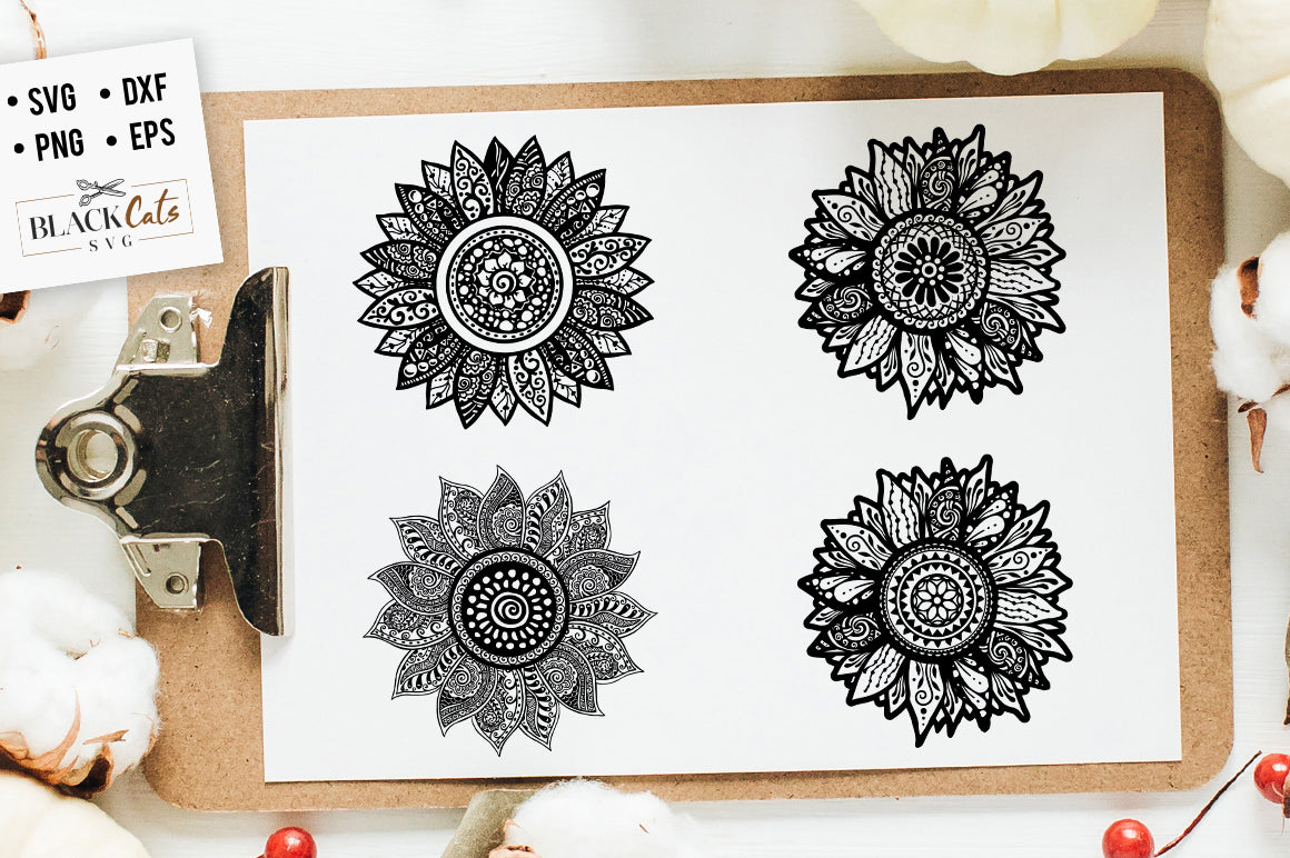 Sunflower Zentangle 12-13-14-15 SVG