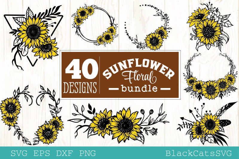 Sunflower frames SVG bundle 40 designs