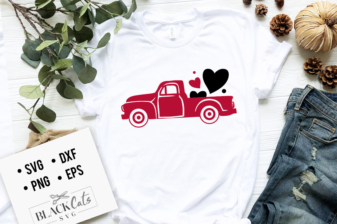 Truck with Hearts SVG