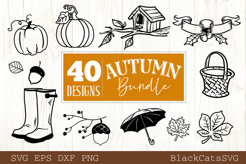 Autumn bundle - 40 SVG file Cutting File Clipart in Svg, Eps, Dxf, Png for Cricut & Silhouette