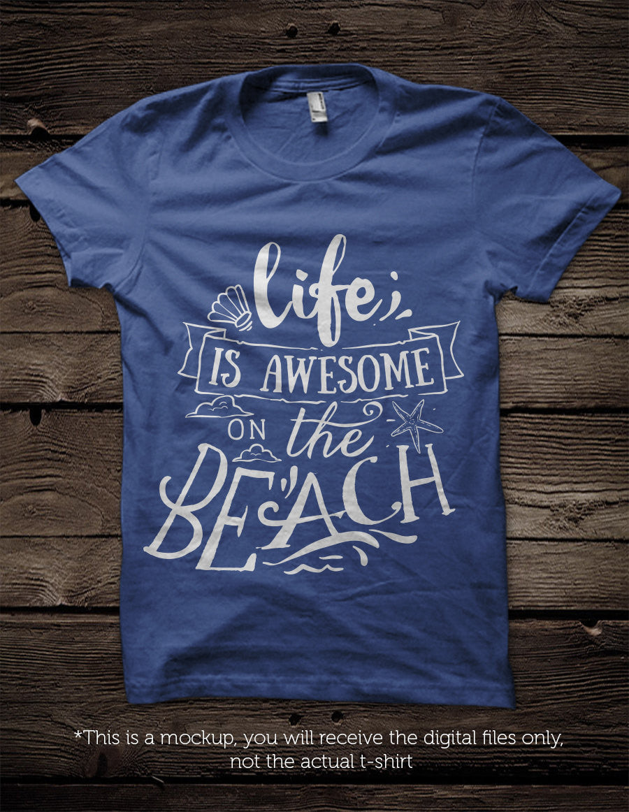 Life is awesome on the beach - SVG file Cutting File Clipart in Svg, Eps, Dxf, Png for Cricut & Silhouette - beach svg - BlackCatsSVG