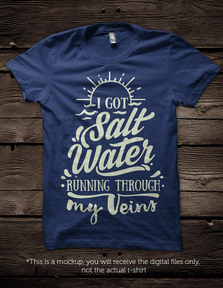 I got salt water running through my veins - SVG file Cutting File Clipart in Svg, Eps, Dxf, Png for Cricut & Silhouette - beach svg - BlackCatsSVG