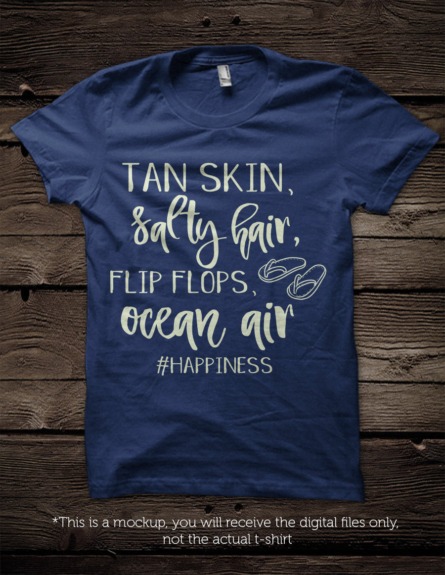 Tan skin, salty hair, flip flops, ocean air - SVG file Cutting File Clipart in Svg, Eps, Dxf, Png for Cricut & Silhouette - beach svg - BlackCatsSVG