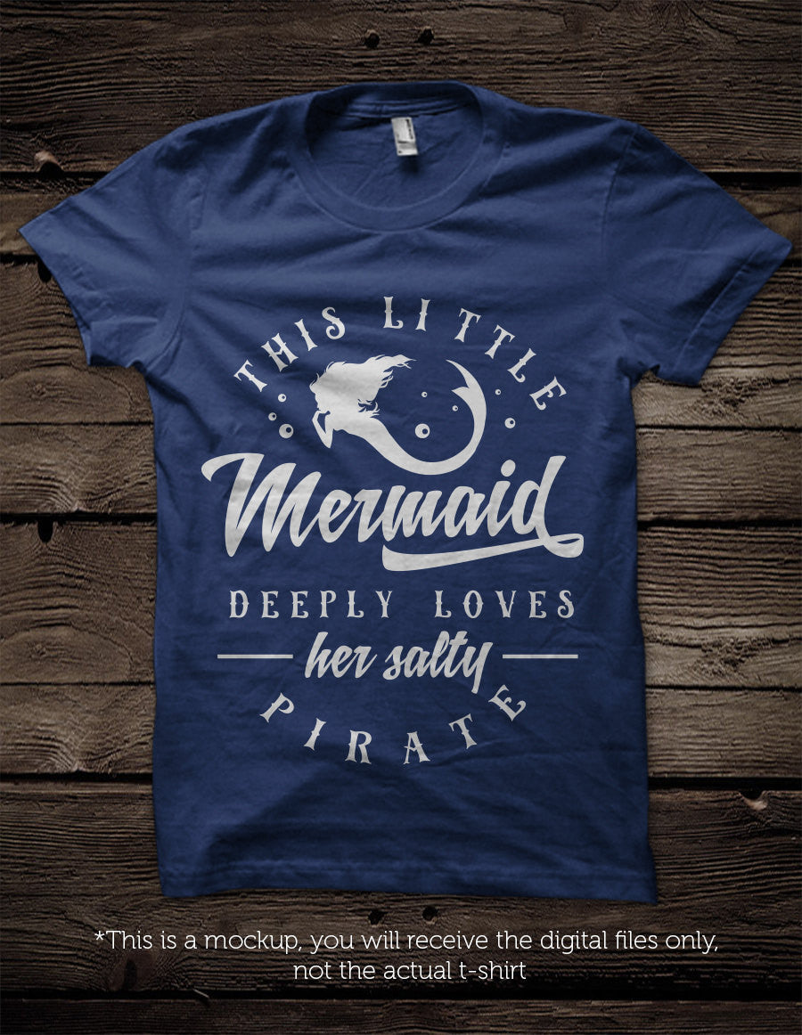 This little mermaid loves her salty pirate - SVG file Cutting File Clipart in Svg, Eps, Dxf, Png for Cricut & Silhouette - beach svg - BlackCatsSVG