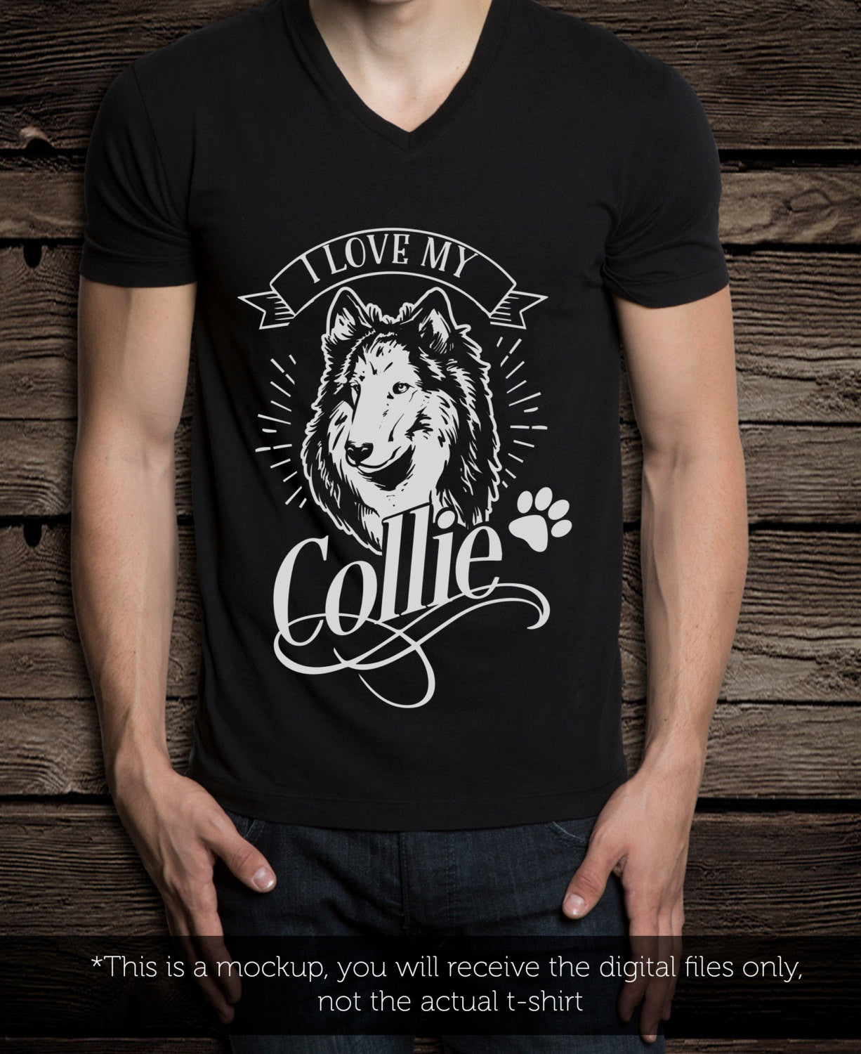 I love my collie - SVG file Cutting File Clipart in Svg, Eps, Dxf, Png for Cricut & Silhouette - I love my dog - BlackCatsSVG