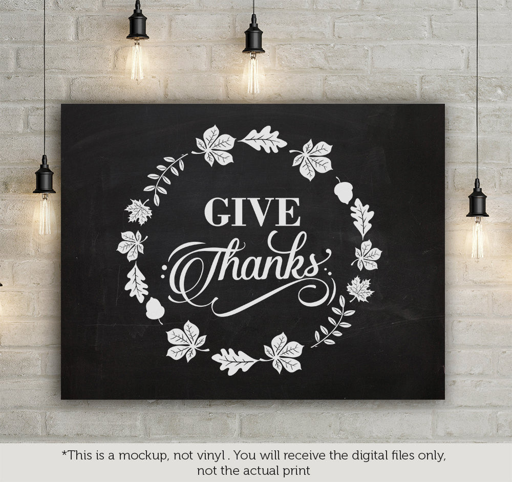 Give thanks - leaves frame - SVG file Cutting File Clipart in Svg, Eps, Dxf, Png for Cricut & Silhouette - Thanksgiving SVG - BlackCatsSVG