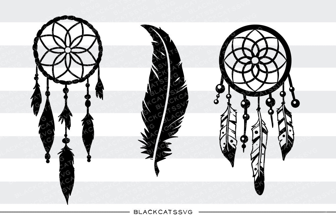 Dreamcatcher and feather - SVG file Cutting File Clipart in Svg, Eps, Dxf, Png for Cricut & Silhouette - BlackCatsSVG