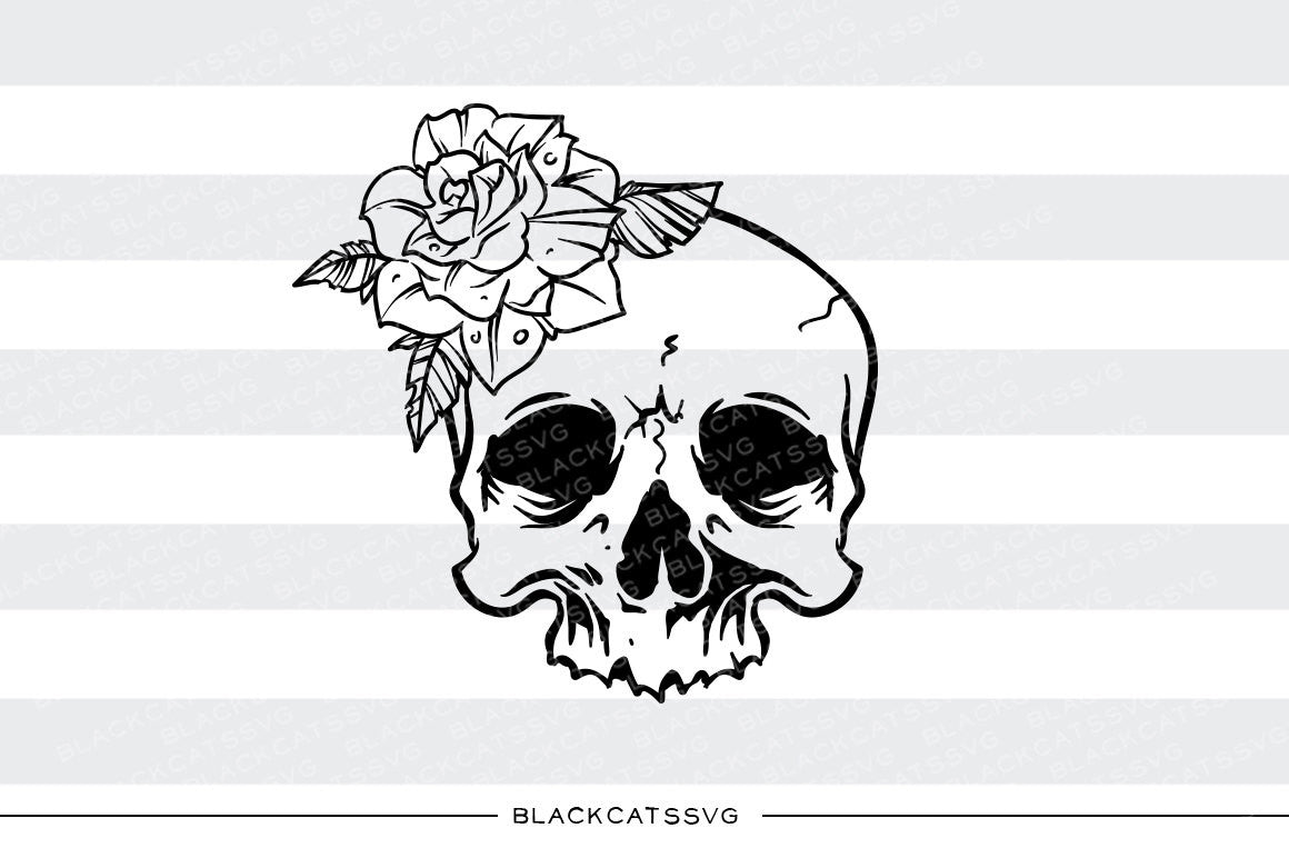 Skull and rose - SVG file Cutting File Clipart in Svg, Eps, Dxf, Png for Cricut & Silhouette - tattoo style svg - BlackCatsSVG