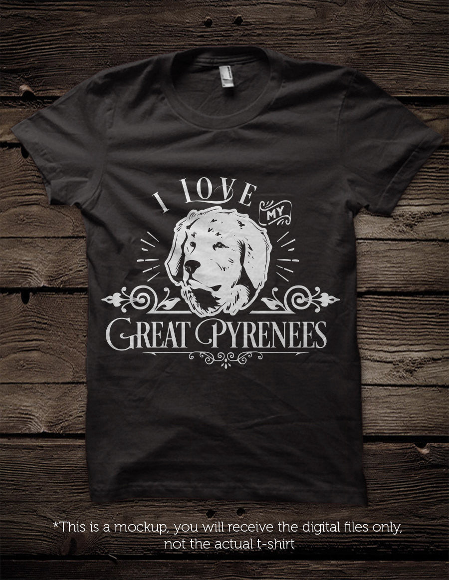 I love my Great Pyrenees - SVG file Cutting File Clipart in Svg, Eps, Dxf, Png for Cricut & Silhouette - BlackCatsSVG