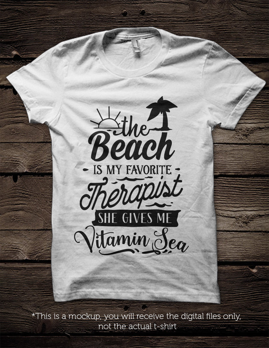 The Beach is my therapist - Vitamin Sea - SVG file Cutting File Clipart in Svg, Eps, Dxf, Png for Cricut & Silhouette - beach svg - BlackCatsSVG