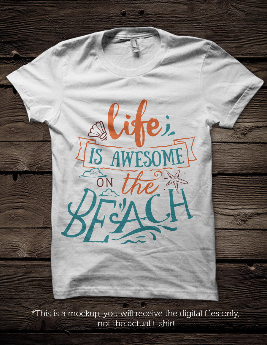 Life is awesome on the beach - SVG file Cutting File Clipart in Svg, Eps, Dxf, Png for Cricut & Silhouette - beach svg - BlackCatsSVG