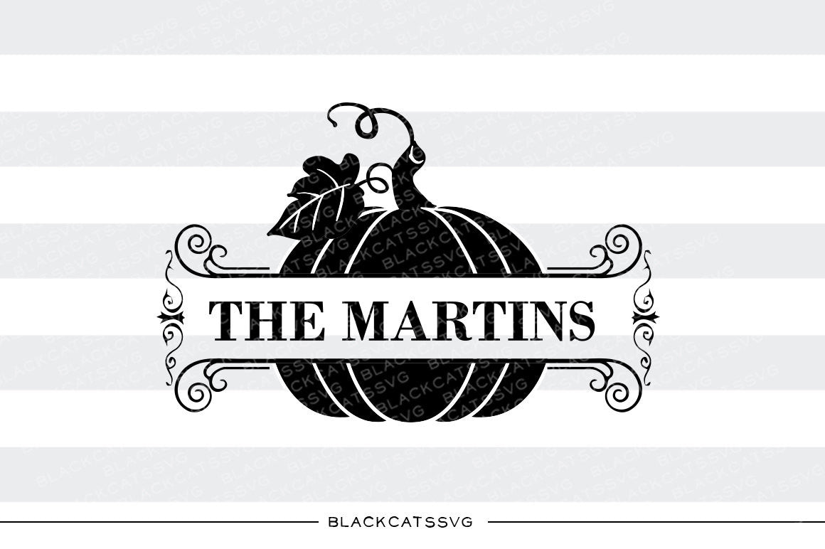 Pumpkin - with space for family name - SVG file Cutting File Clipart in Svg, Eps, Dxf, Png for Cricut & Silhouette - BlackCatsSVG