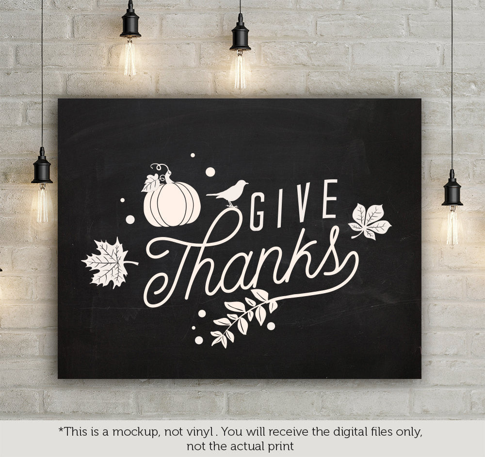 Give thanks - SVG file Cutting File Clipart in Svg, Eps, Dxf, Png for Cricut & Silhouette - Thanksgiving SVG - BlackCatsSVG