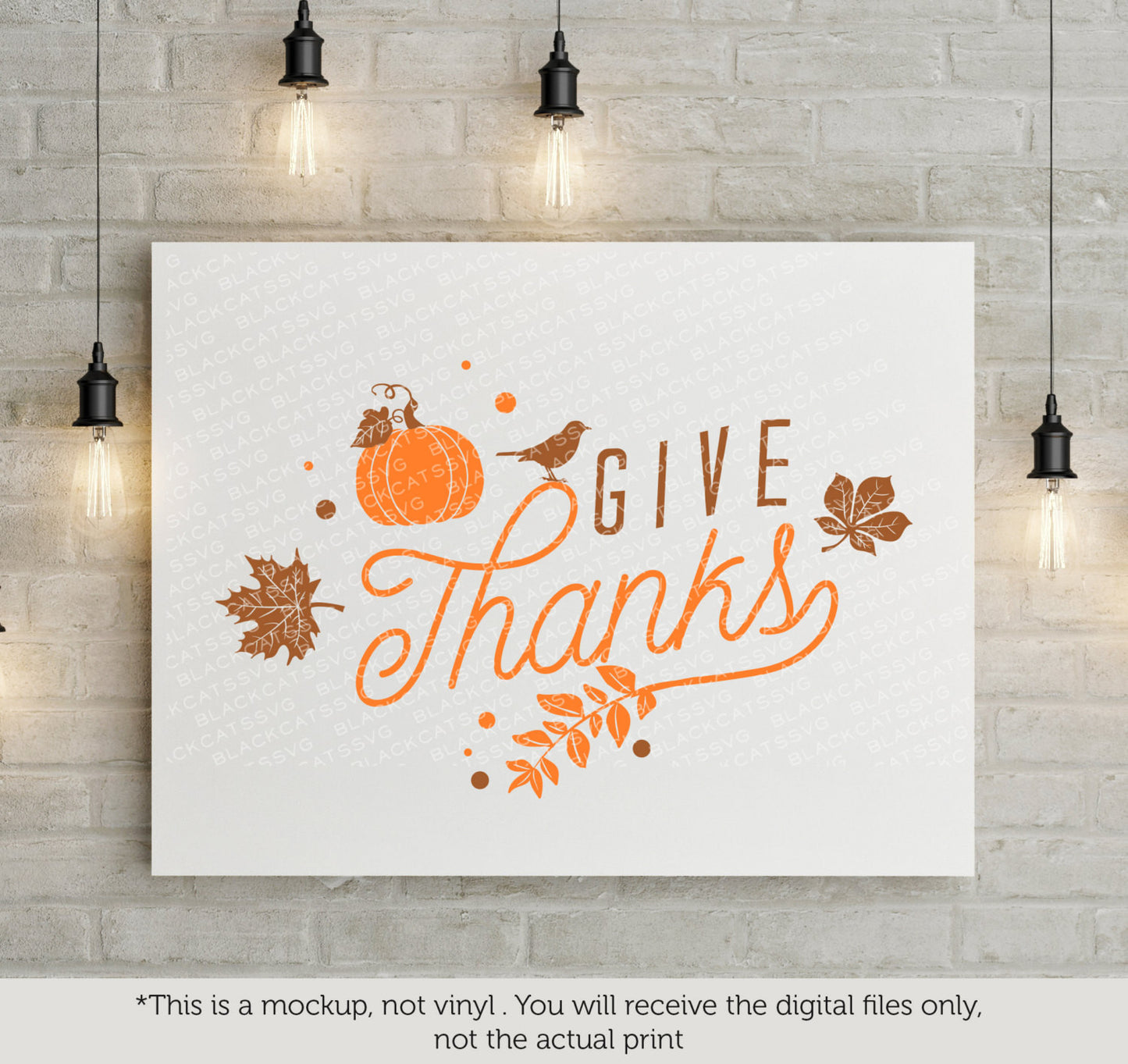 Give thanks - SVG file Cutting File Clipart in Svg, Eps, Dxf, Png for Cricut & Silhouette - Thanksgiving SVG - BlackCatsSVG