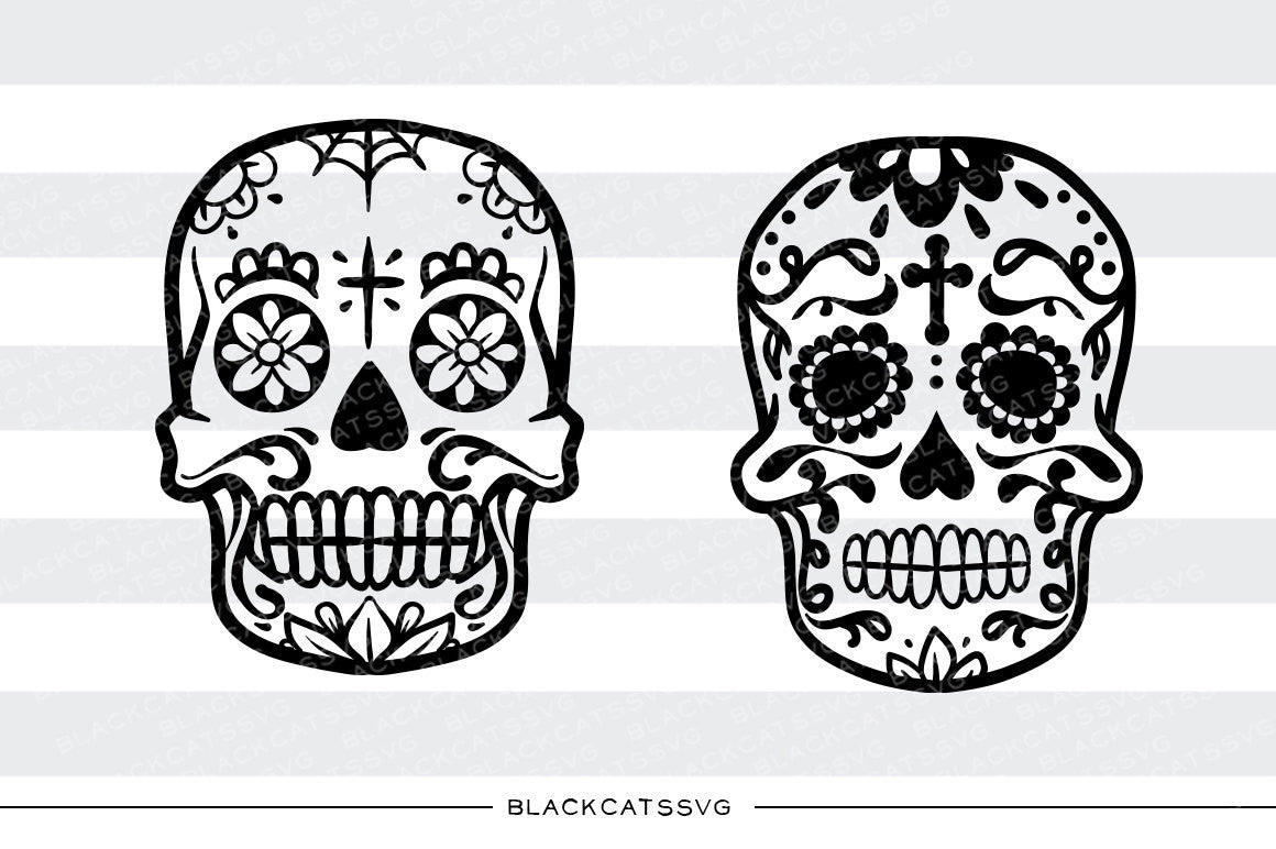 Sugar skulls - SVG file Cutting File Clipart in Svg, Eps, Dxf, Png for Cricut & Silhouette - Day of the dead svg - BlackCatsSVG