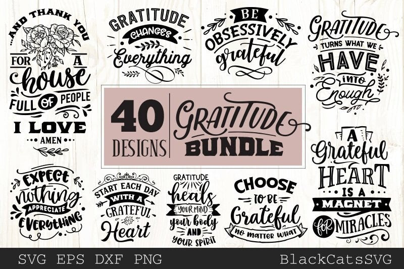 Gratitude SVG bundle 40 designs Grateful SVG