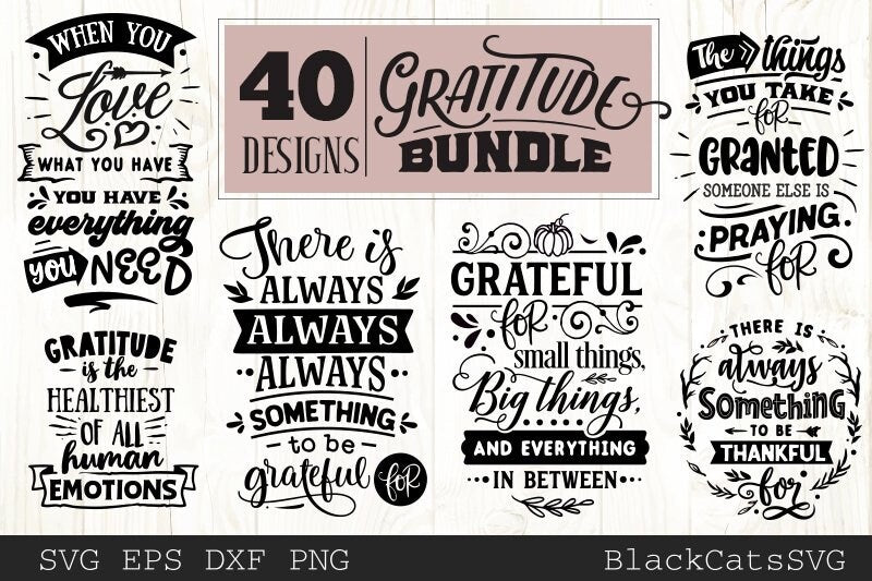 Gratitude SVG bundle 40 designs Grateful SVG