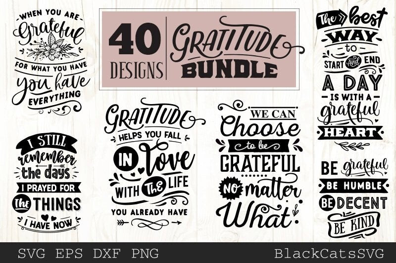 Gratitude SVG bundle 40 designs Grateful SVG