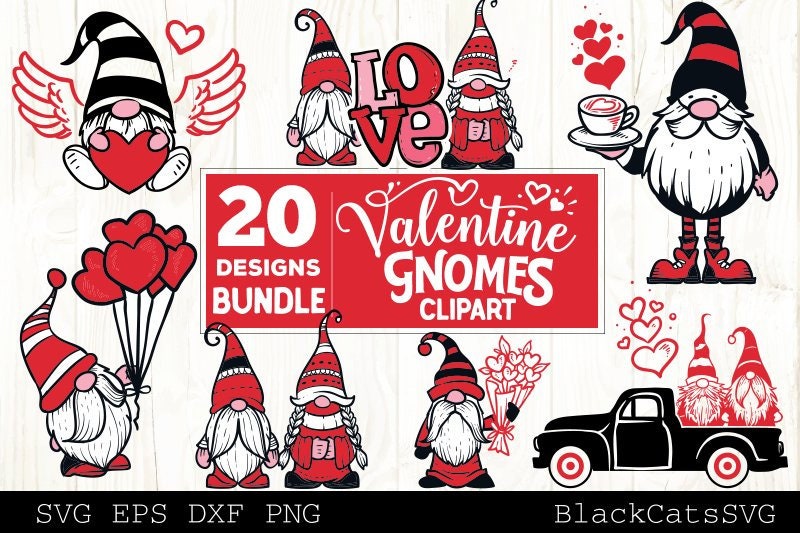Valentine Gnomes SVG bundle Gnome clipart SVG 20 designs