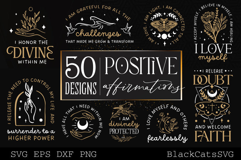 Positive affirmations Bundle SVG 50 designs