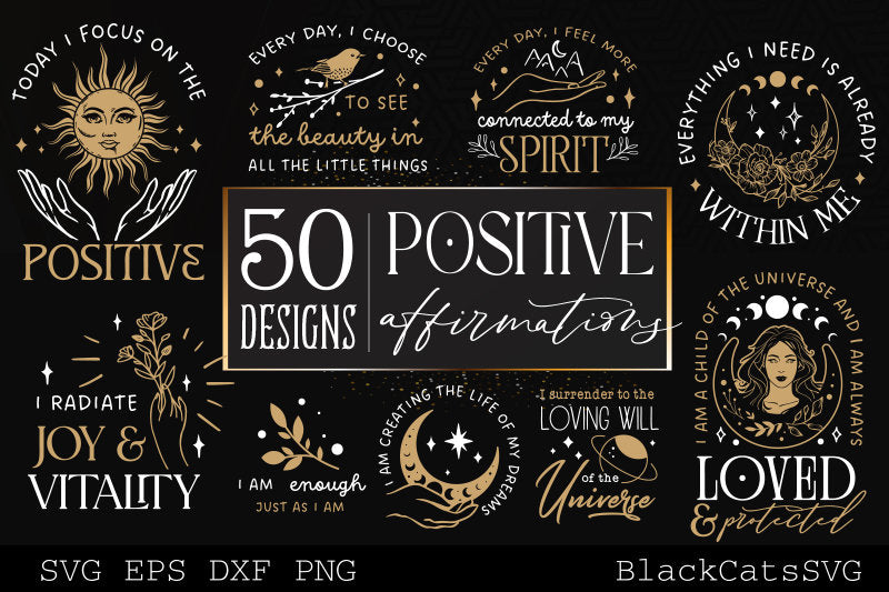 Positive affirmations Bundle SVG 50 designs