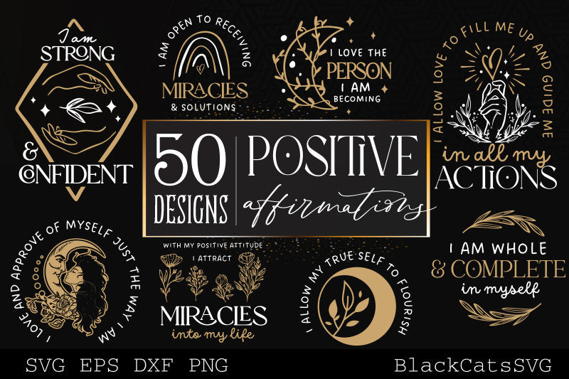 Positive affirmations Bundle SVG 50 designs