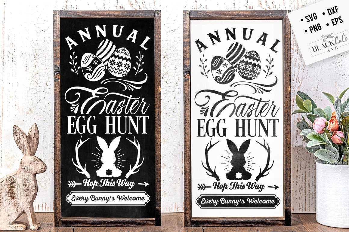 Annual Easter egg hunt porch sign svg, Cottontail SVG, Easter SVG, Cottontail Farms SVG, Easter Bunny svg, Vintage Easter svg