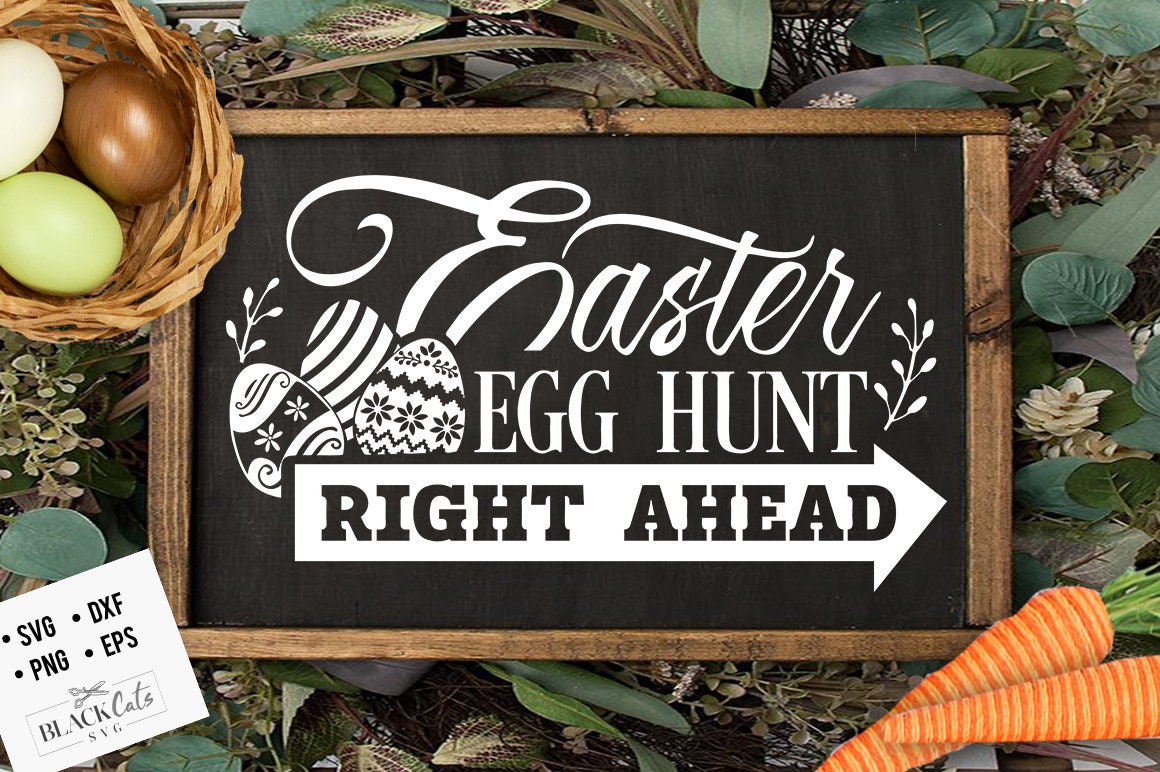Easter egg hunt right ahead svg, Cottontail SVG, Easter SVG, Cottontail Farms SVG, Easter Bunny svg, Vintage Easter svg