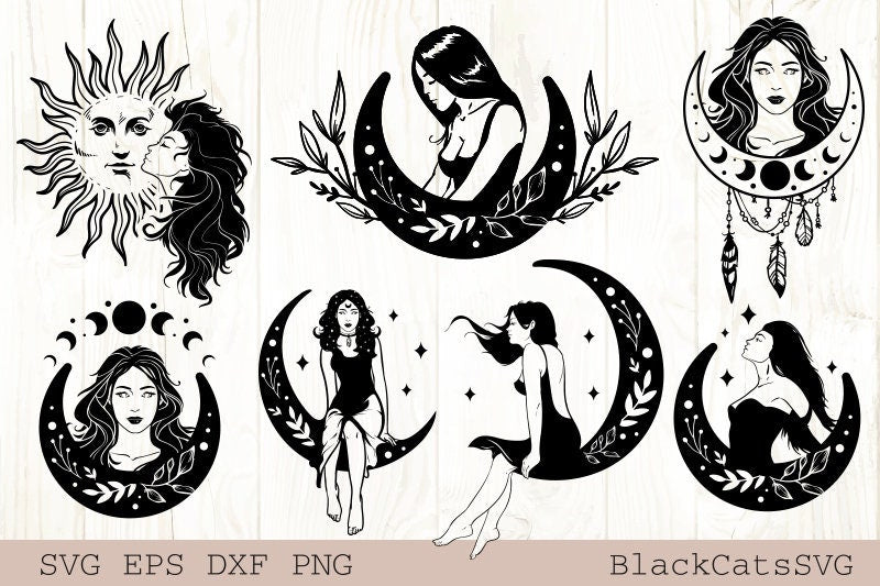 Moon Girls , Celestial Girls, Magic Girls SVG 12 designs