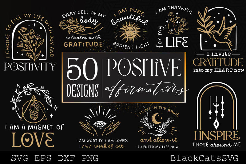 Positive affirmations Bundle SVG 50 designs