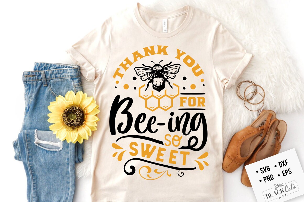 Thank you for beeing so sweet svg, Bee svg, Sunflower svg, Honey bee svg, Honey svg, Bee quotes svg,