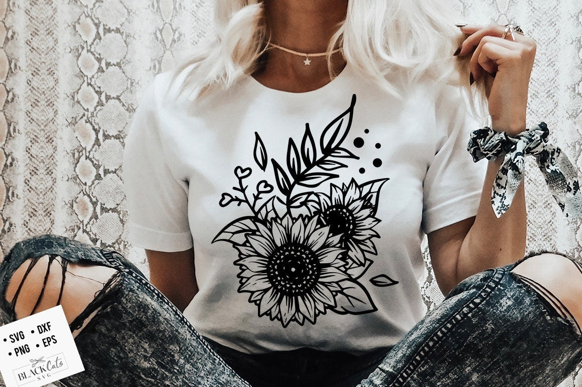 Boho Sunflowers svg, Sunflower illustration svg, Sunflower svg, Boho flower svg, Flower quotes svg, sunshine svg, kindness svg