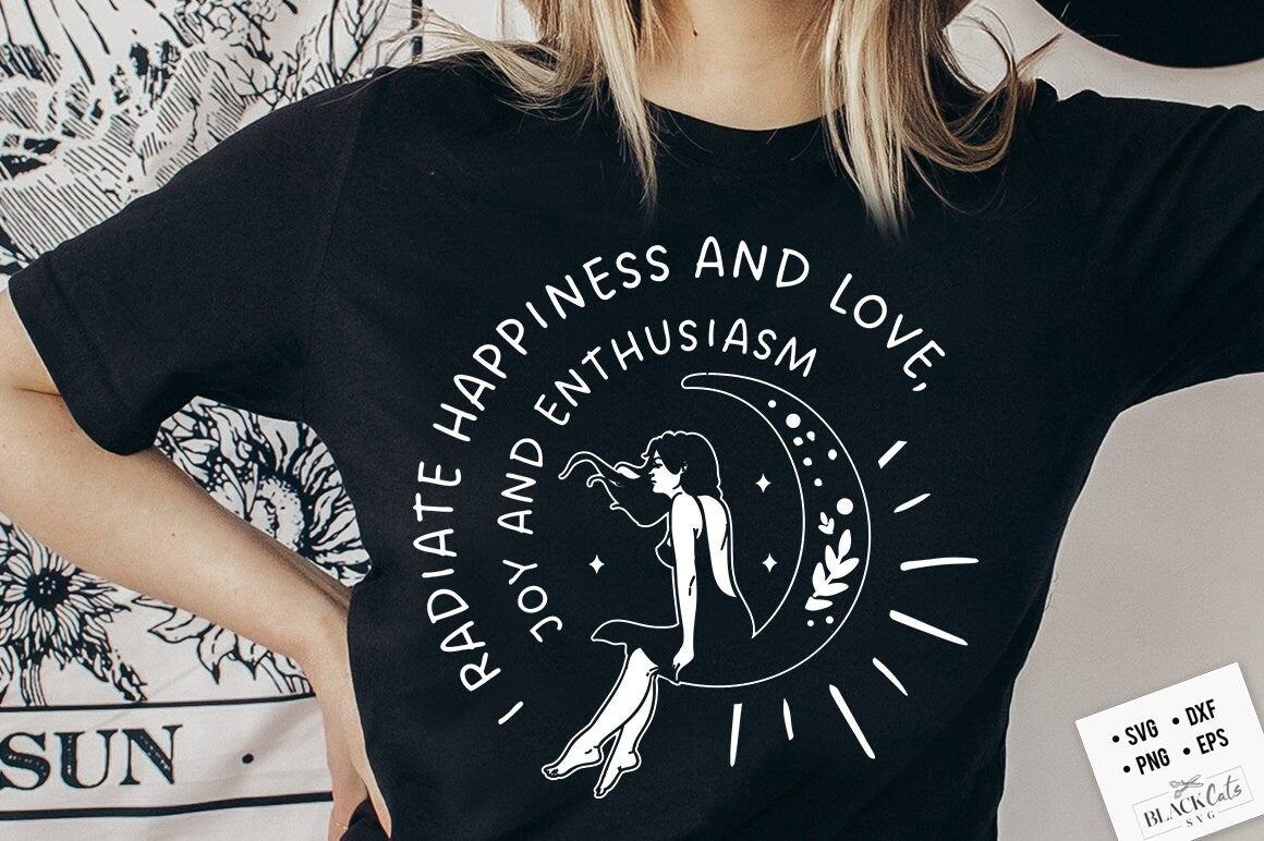 I radiate joy svg, Positive affirmations svg, Botanical svg, Self love affirmations svg, Universe affirmations svg, Good vibes svg,