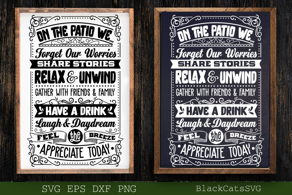 On the patio svg, Welcome to the patio svg, Patio rules svg, Outdoors poster svg, Campsite poster svg, Camping poster svg, Outdoor Rules,