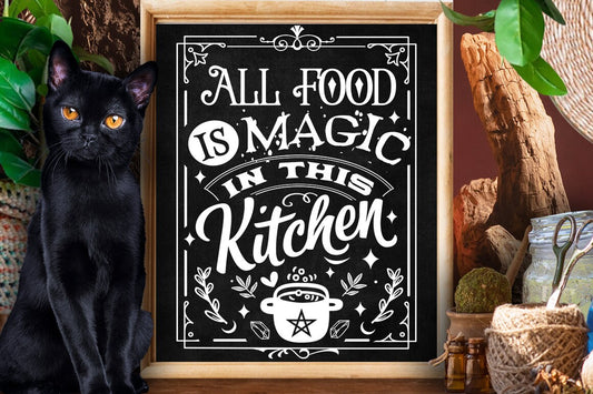 All food is magic in this kitchen SVG, Witch kitchen svg, Magic Kitchen svg, Kitchen vintage poster svg, Witches Kitchen svg, Wicthcraft svg