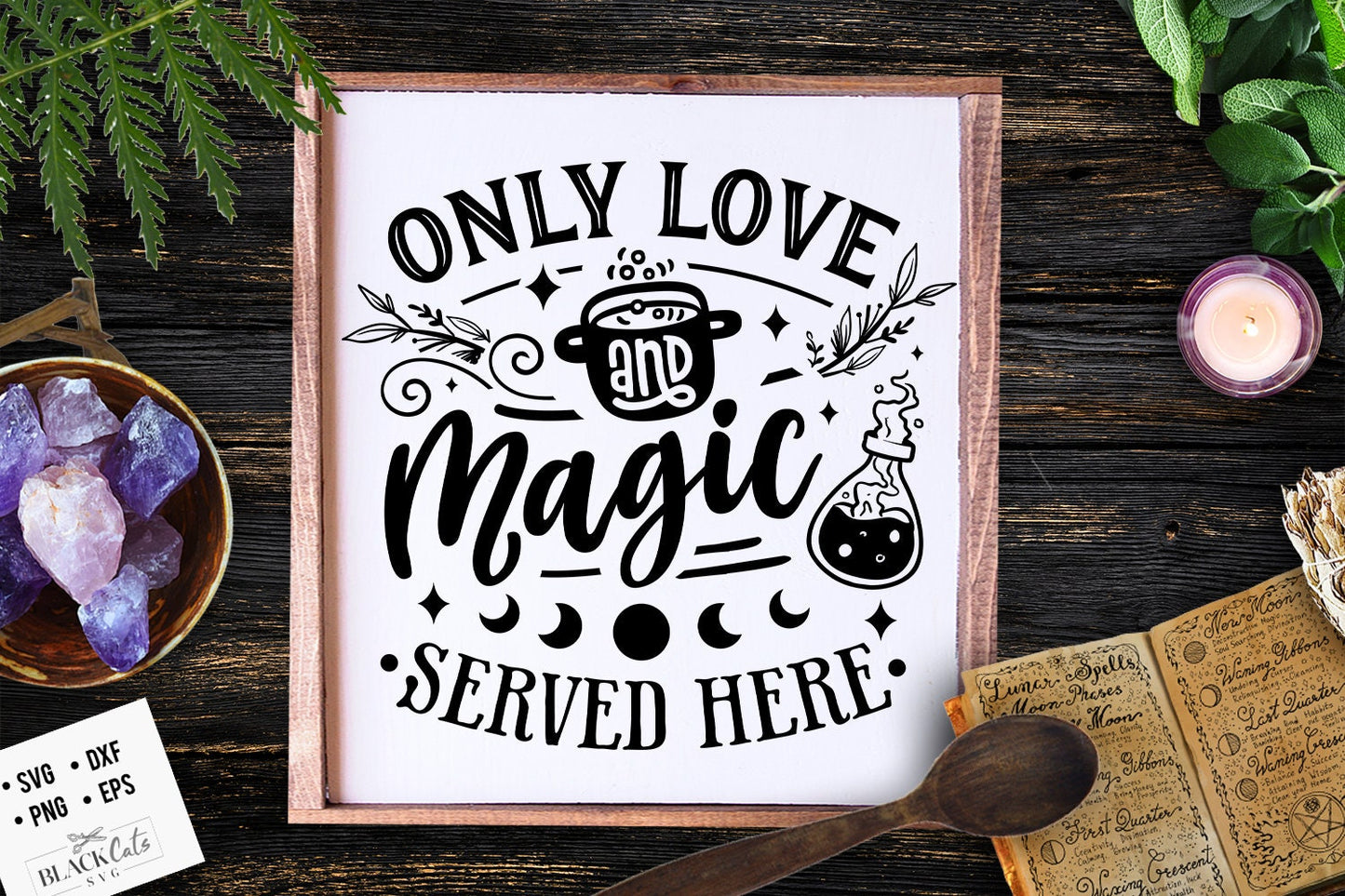 Only love and magic served here SVG, Witch kitchen svg, Magic Kitchen svg, Kitchen vintage poster svg, Witches Kitchen svg, Wicthcraft svg