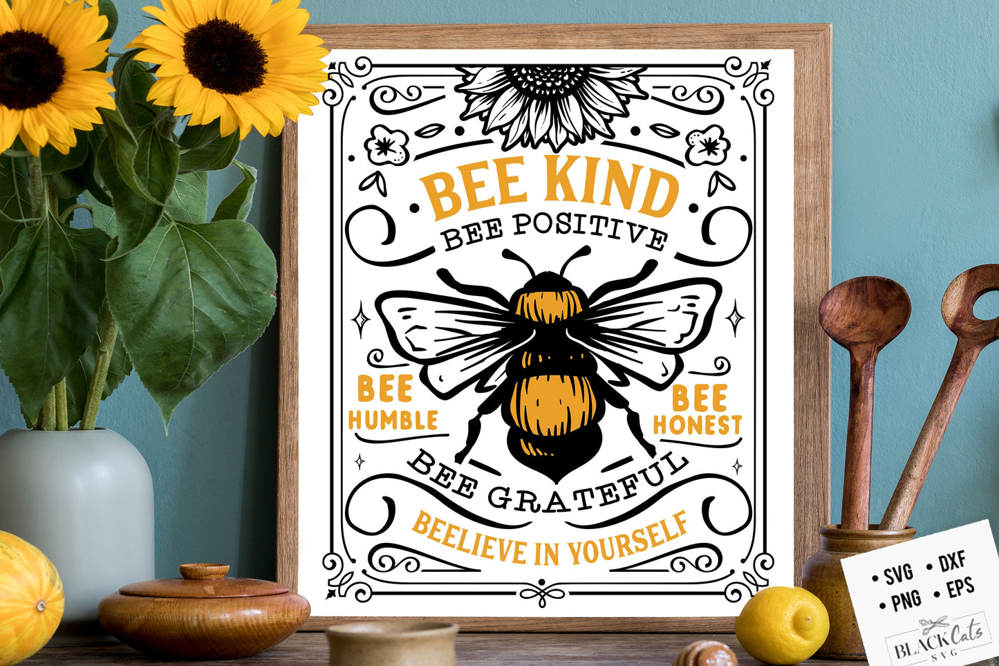 Bee kind poster svg, Bee svg, Sunflower svg, Honey bee svg, Honey svg, Bee quotes svg,