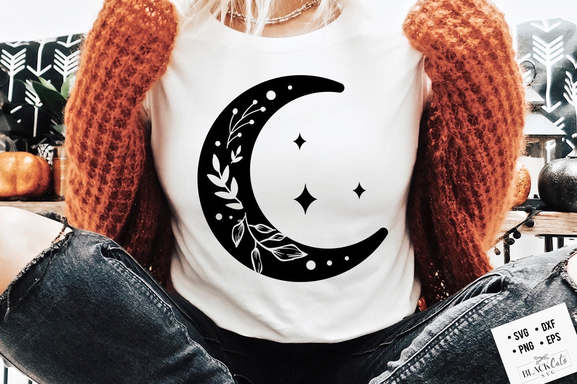 Moon and stars SVG, Crescent moon svg, Magic illustration svg, Witchcraft svg, Boho svg, Boho illustration svg, Magic Illustration svg,