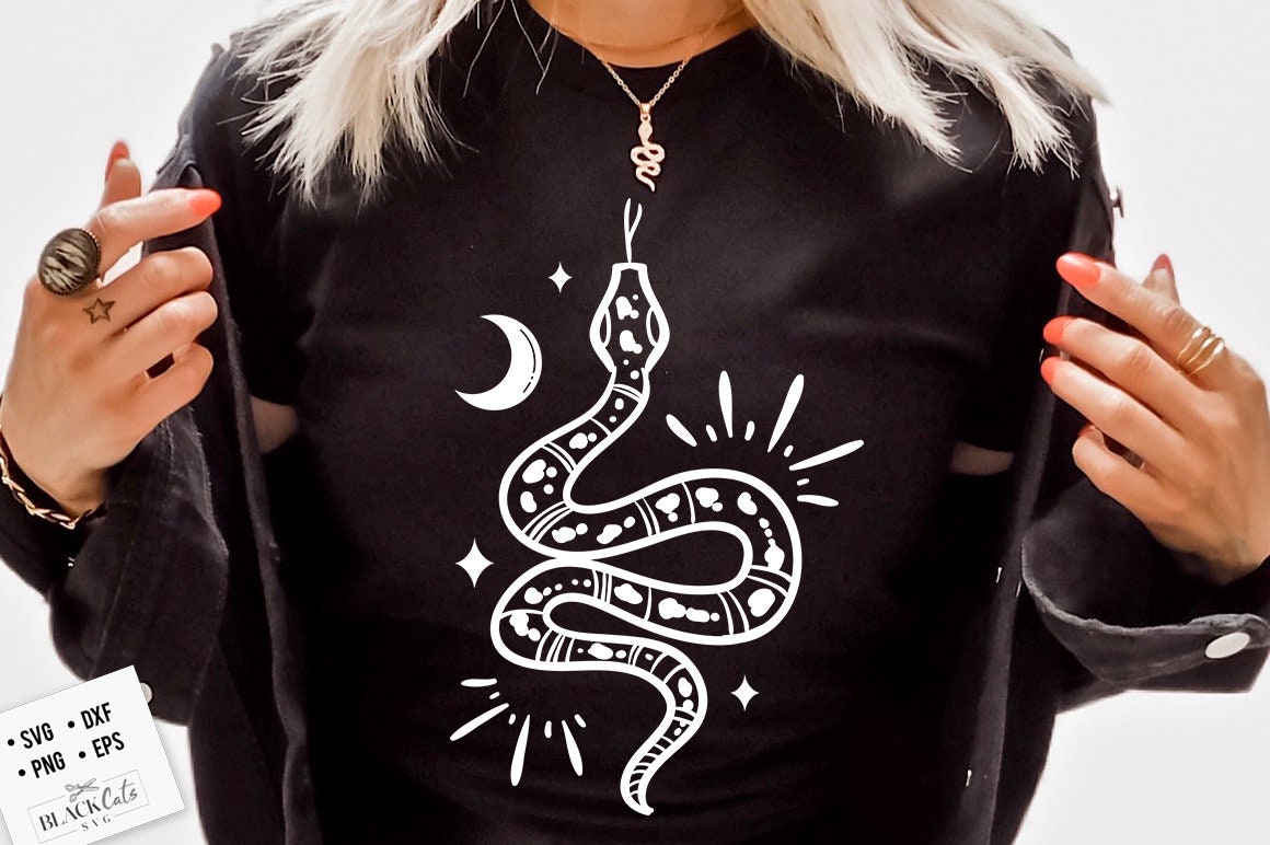 Boho snake SVG, Snake and moon svg, Magic illustration svg, Witchcraft svg, Boho svg, Boho illustration svg, Magic Illustration svg,