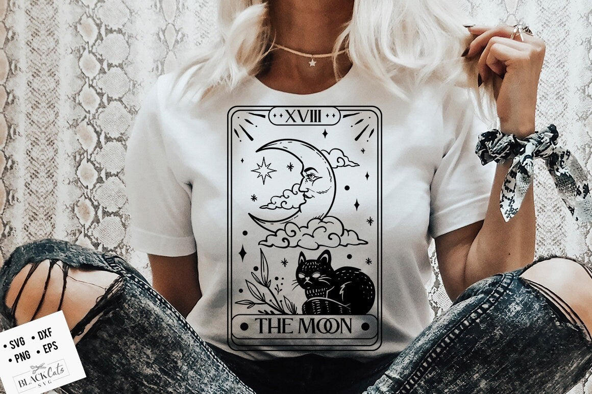 Tarot card moon SVG, Tarot svg, Tarot cards svg,Magic illustration svg, Witchcraft svg, Boho svg, Boho illustration svg, Magic Illustration