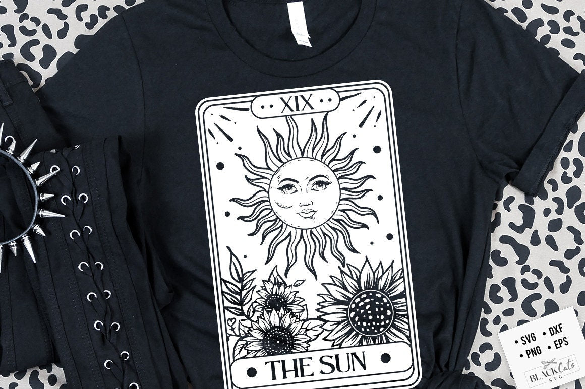 Tarot card sun SVG, Tarot svg, Tarot cards svg,Magic illustration svg, Witchcraft svg, Boho svg, Boho illustration svg, Magic Illustration