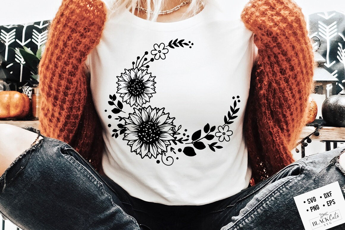 Boho Sunflower frame svg, Sunflower illustration svg, Sunflower svg, Boho flower svg, Flower quotes svg, sunshine svg, kindness svg