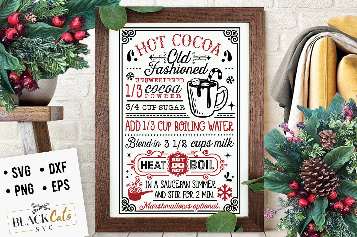Hot cocoa big poster, Hot cocoa svg, Old fashioned hot cocoa svg, Vintage hot cocoa svg, Vintage Christmas svg, served here svg, farmhouse
