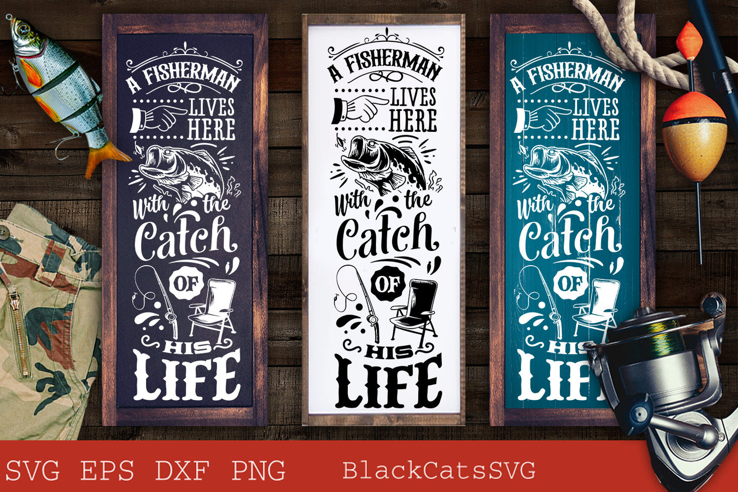 A fisherman lives here poster svg, Catch of his life svg, Fish svg, Fishing Svg, Fishing Shirt, Fathers Day Svg