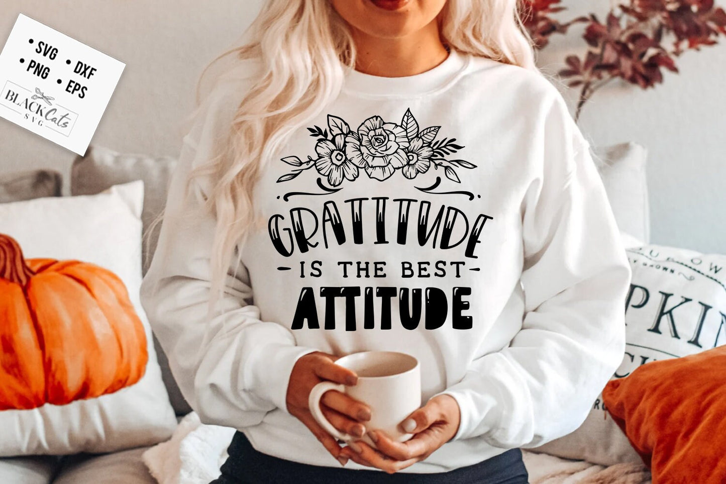 Gratitude is the best attitude svg, Give thanks svg, Thanksgiving svg, Autumn svg, Fall svg, autumn svg design, Gratitude svg,