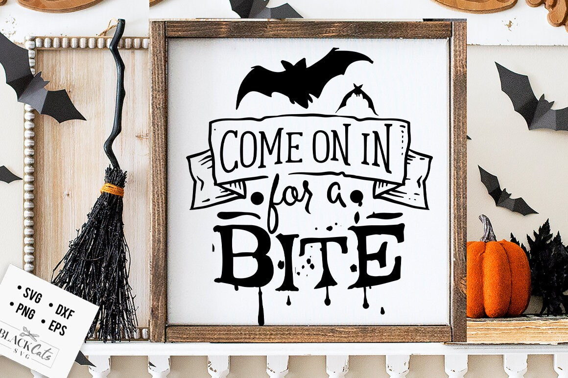 Come on in for a bite svg, Bats svg, flying bats svg, black bat svg, Halloween svg, Happy Halloween svg, Witch svg